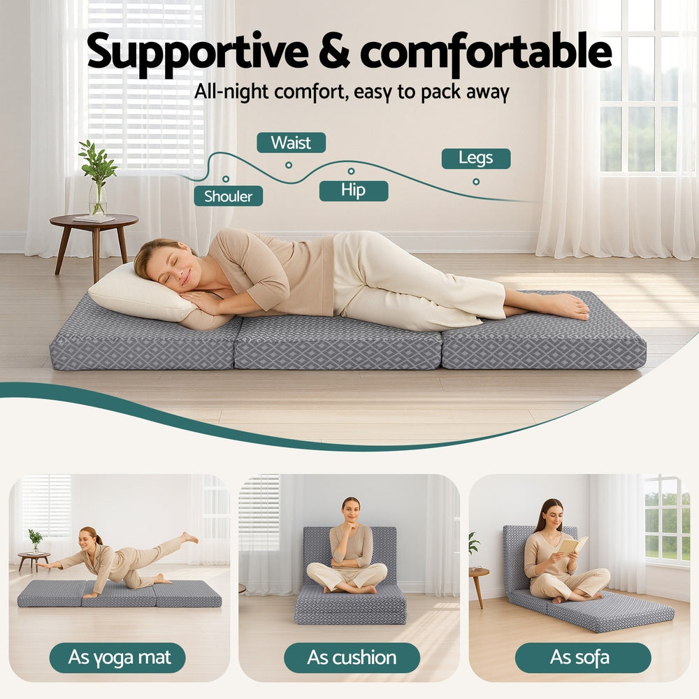 Foldable Mattress Folding Sofa Bed Trifold Memory Foam Camping Cushion Mat