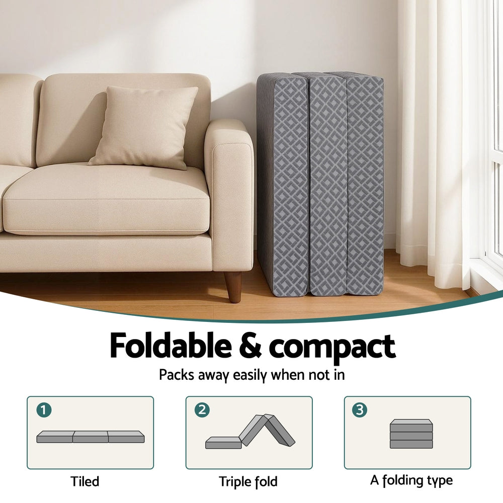 Foldable Mattress Folding Sofa Bed Trifold Memory Foam Camping Cushion Mat