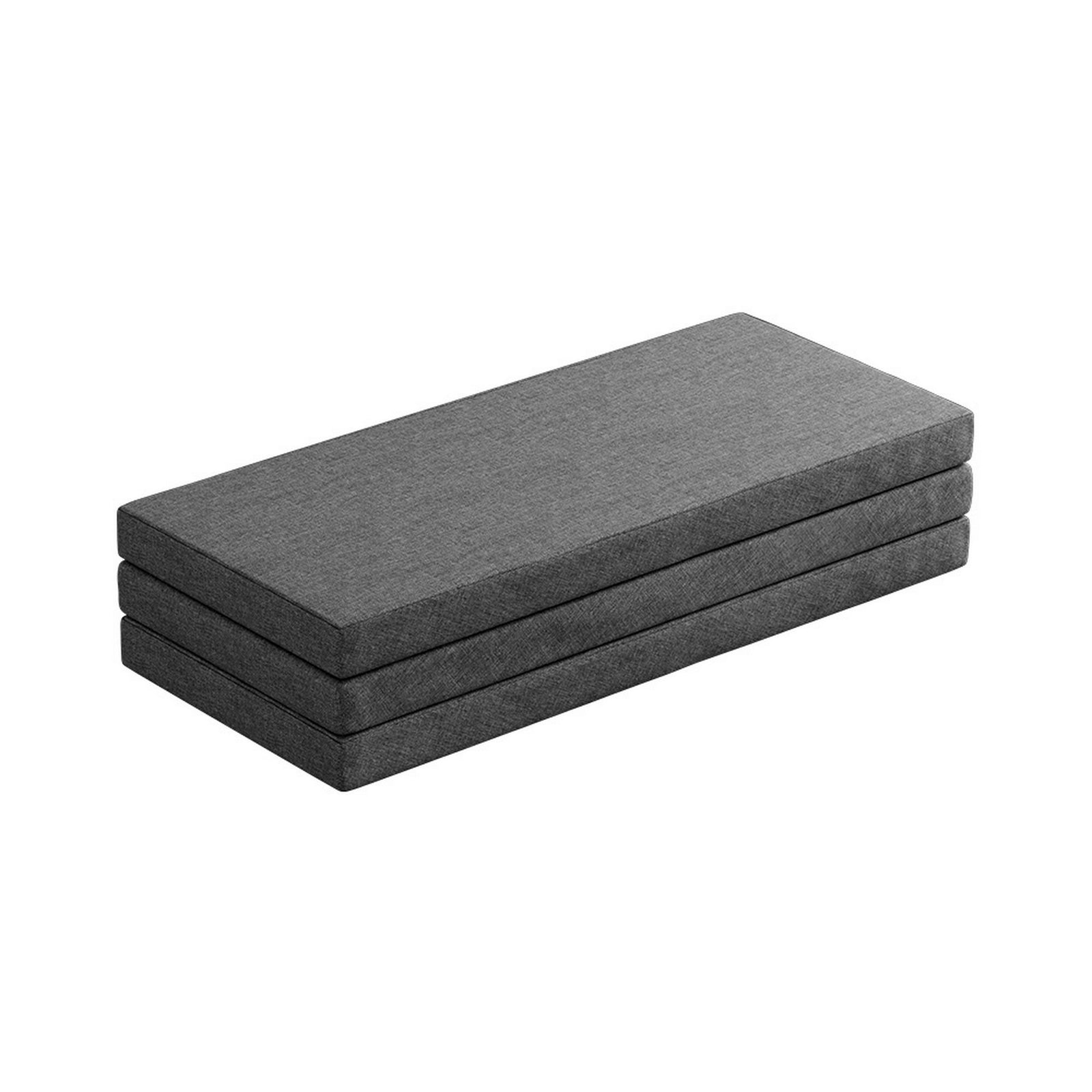 Queen Tri Fold Foam Mattress Grey Foldable Guest Bed Sofa Mattress