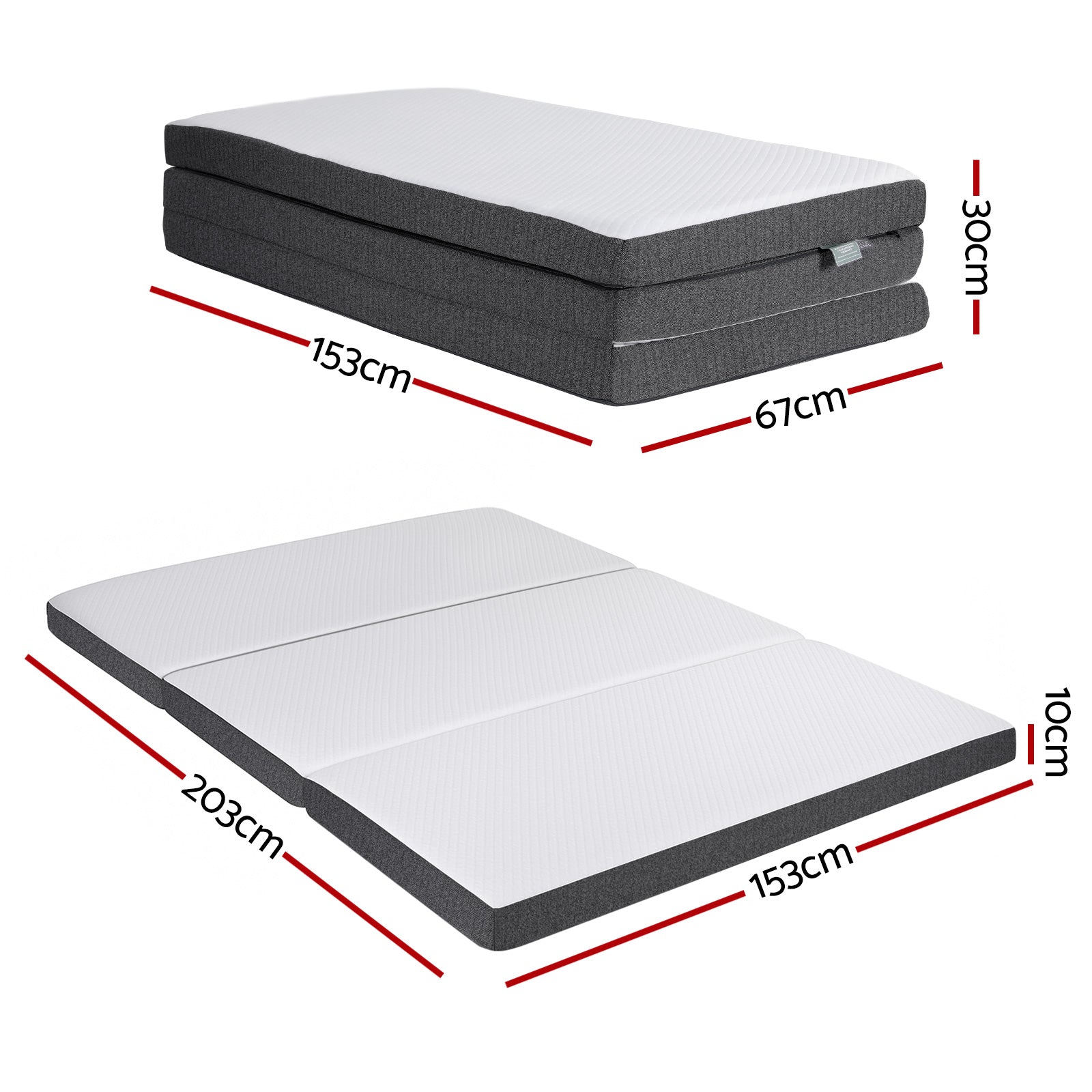 Foldable Mattress Folding Sofa Bed Tri-Fold Memory Foam Tencel Queen