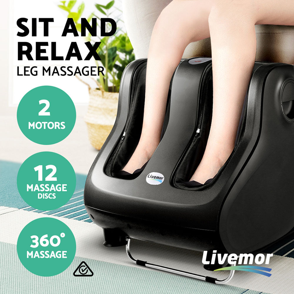 Foot Massager Shiatsu 80W 5-in-1 360° Kneading Calf Ankle 3 Levels Black