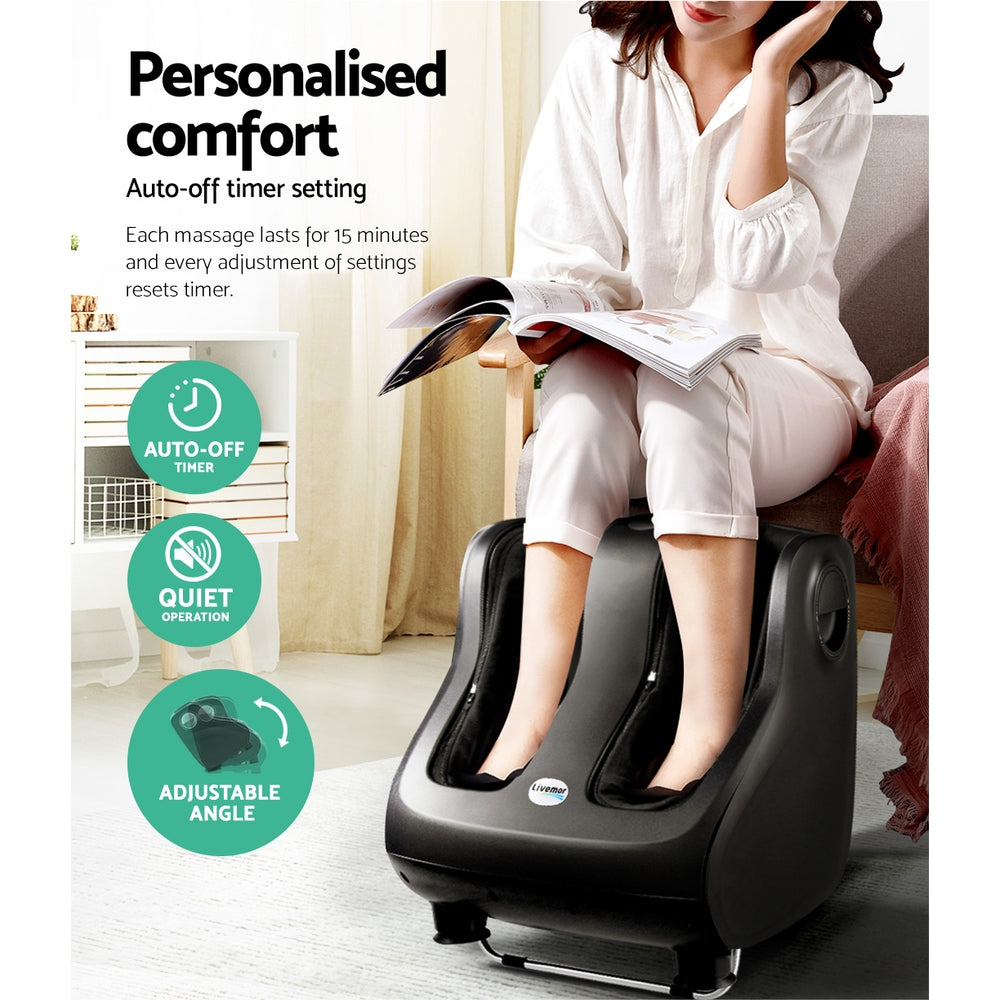 Foot Massager Shiatsu 80W 5-in-1 360° Kneading Calf Ankle 3 Levels Black