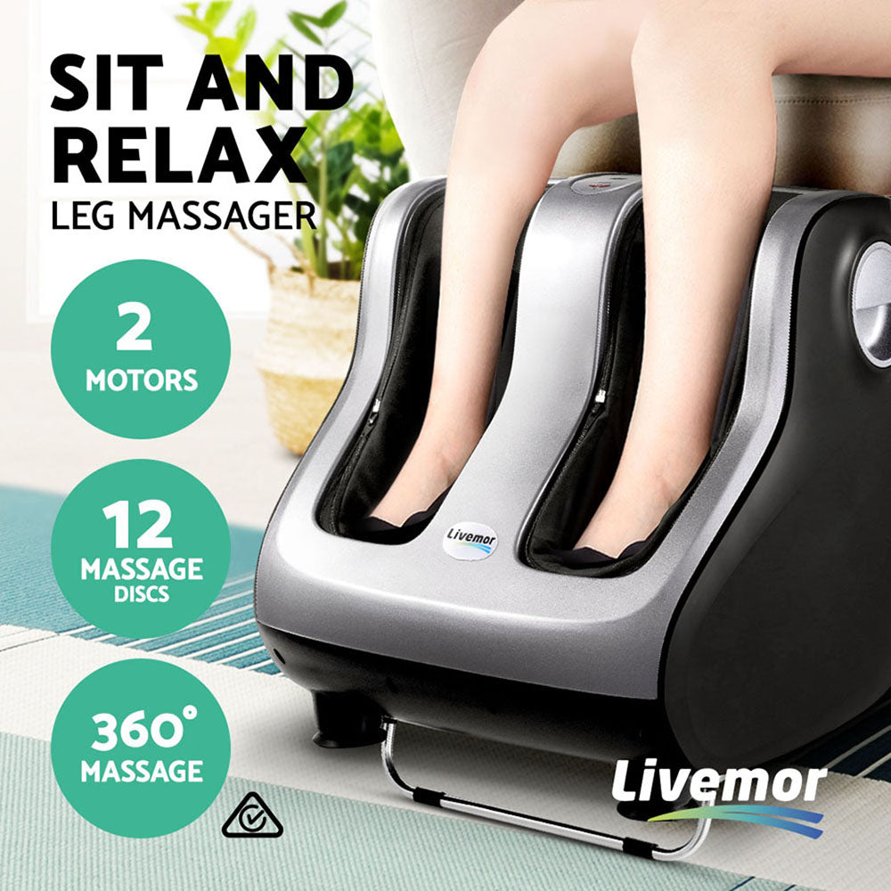 Foot Massager Shiatsu 80W 360° Kneading Calf Leg 3 Intensity Silver