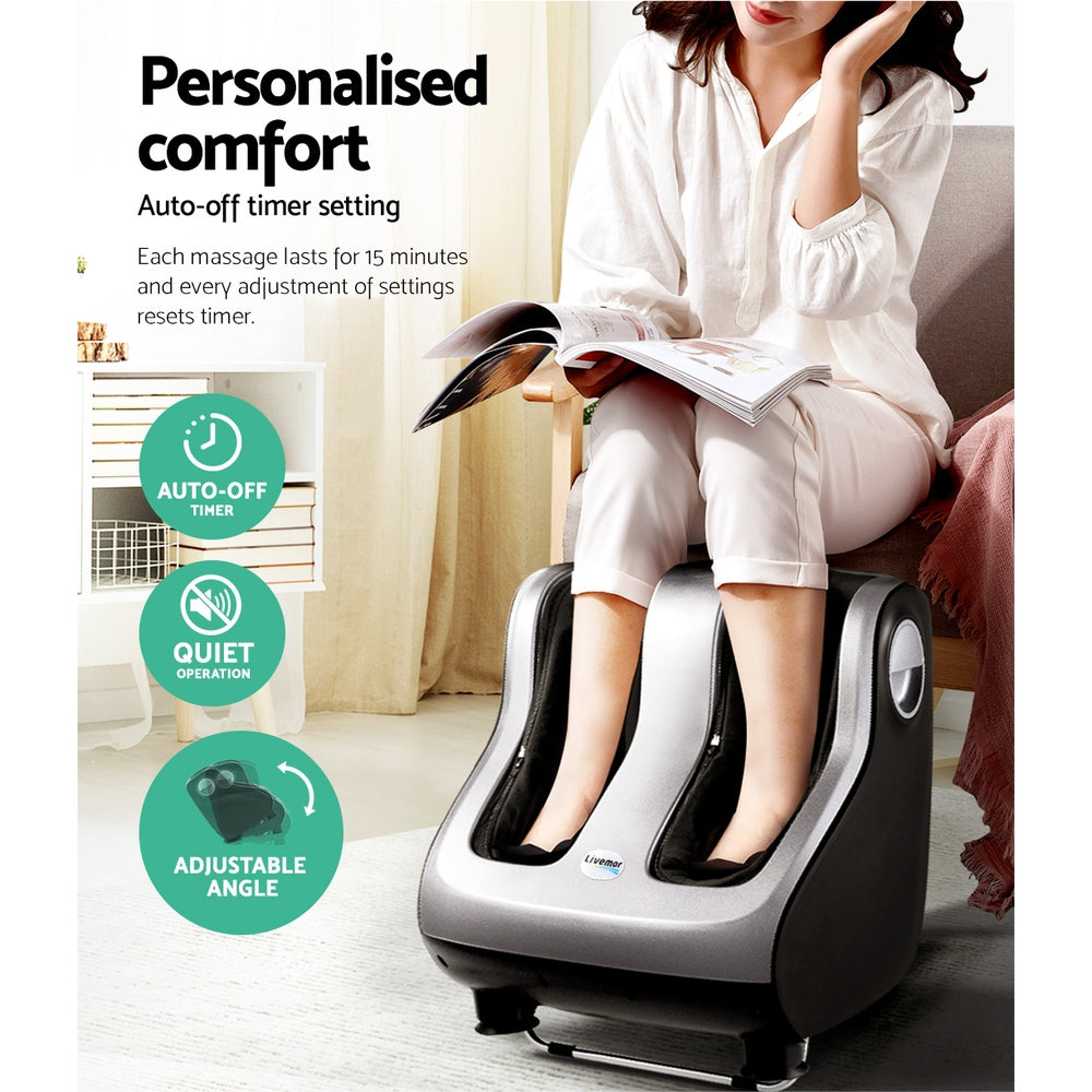 Foot Massager Shiatsu 80W 360° Kneading Calf Leg 3 Intensity Silver
