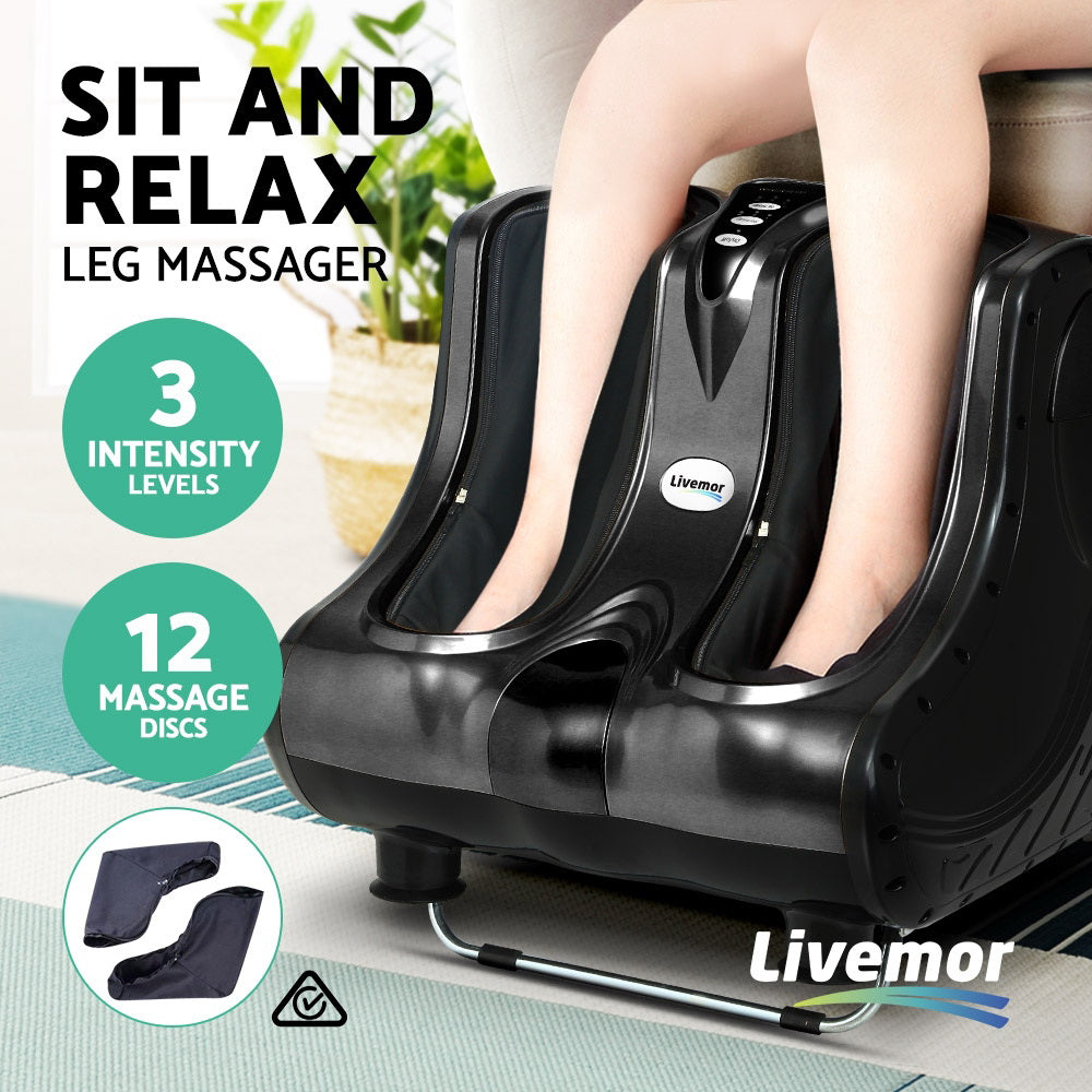 Foot Massager Shiatsu 80W 360 Degree Kneading Ankle Calf Leg Black Finish