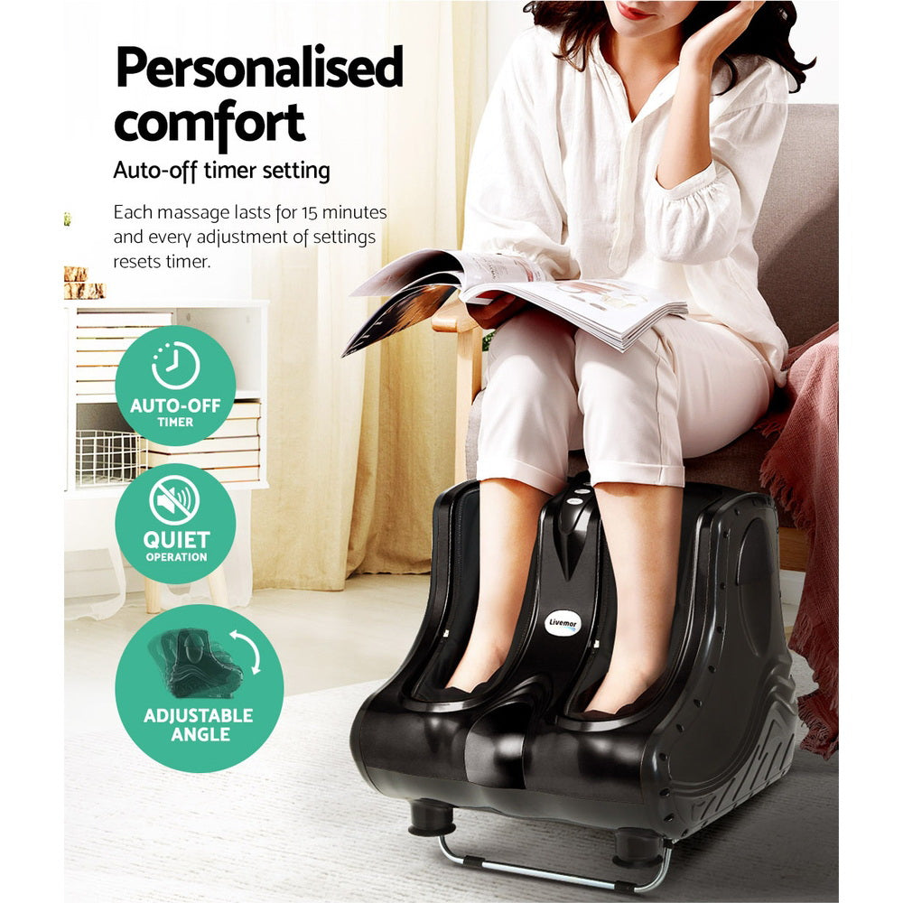 Foot Massager Shiatsu 80W 360 Degree Kneading Ankle Calf Leg Black Finish