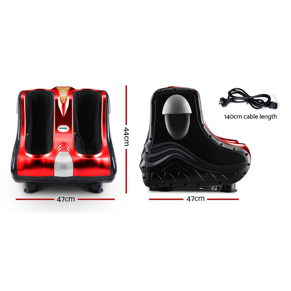 Foot Massager Shiatsu 80W 360° Kneading Ankle Calf Leg 3 Intensity Red