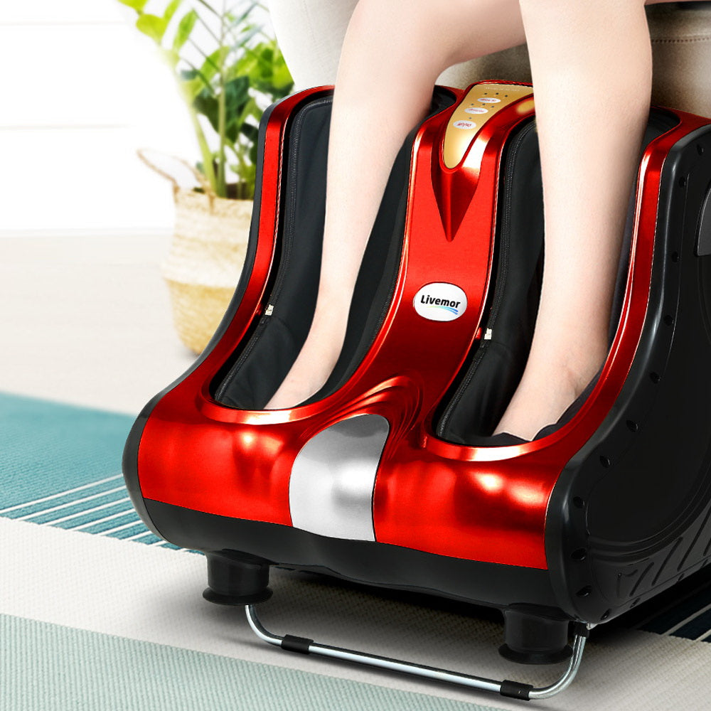 Foot Massager Shiatsu 80W 360° Kneading Ankle Calf Leg 3 Intensity Red