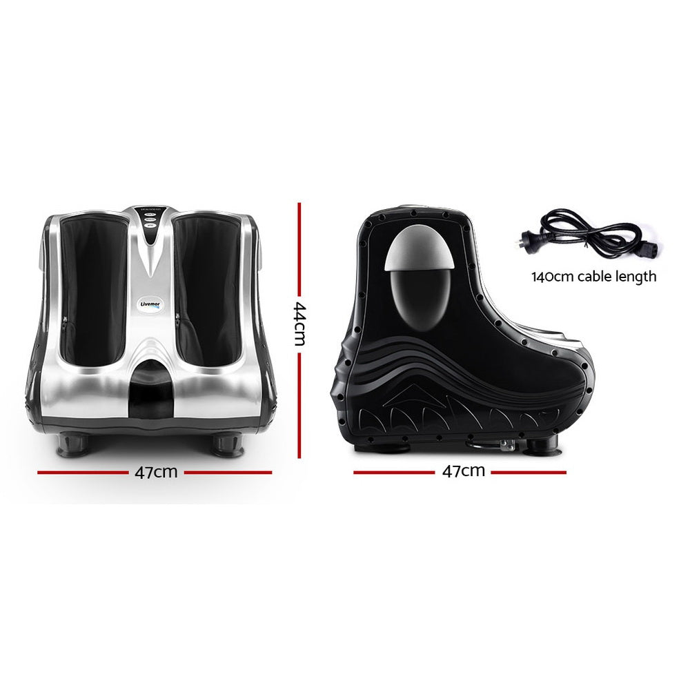 Foot Massager Shiatsu 80W 360° Kneading Ankle Calf Leg 3 Intensity Silver