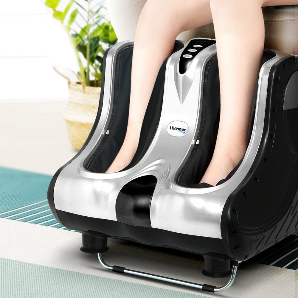 Foot Massager Shiatsu 80W 360° Kneading Ankle Calf Leg 3 Intensity Silver