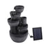Solar Fountain Water Feature 5-Tier Cascading Bowl Grey 51cm