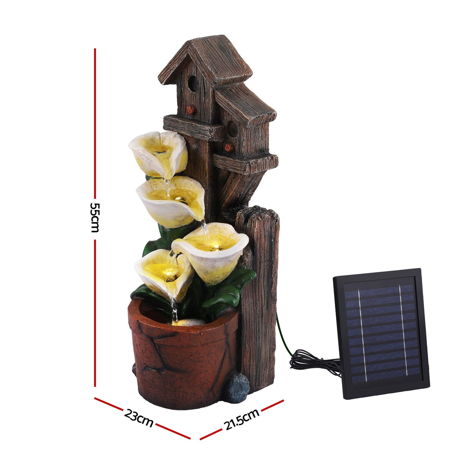Solar Fountains Water Features 4-Tier Cascading Flower Bowls 55cm