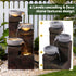 Solar Fountain 4 Levels Cascading Bowl Water Feature 75cm Brown
