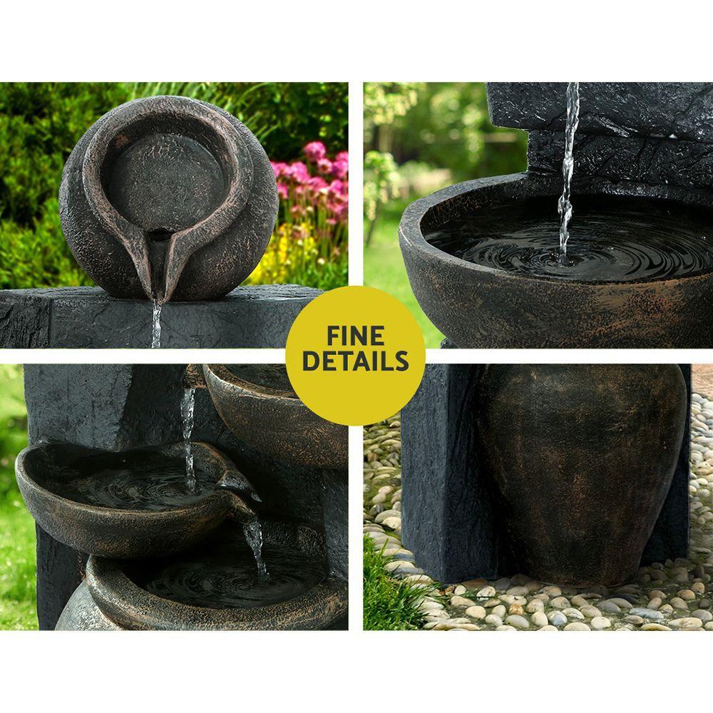 Solar Water Fountain Feature Cascading Outdoor Garden Fountain