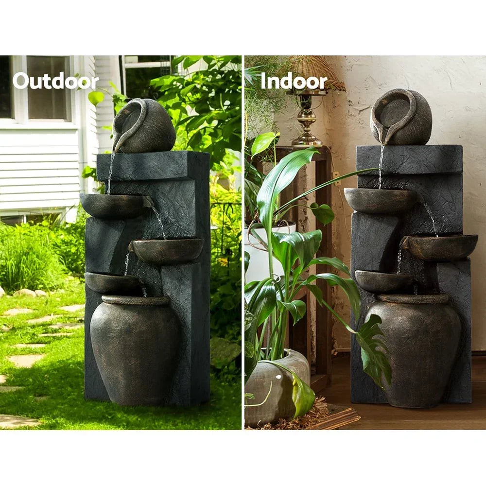Solar Water Fountain Feature Cascading Outdoor Garden Fountain