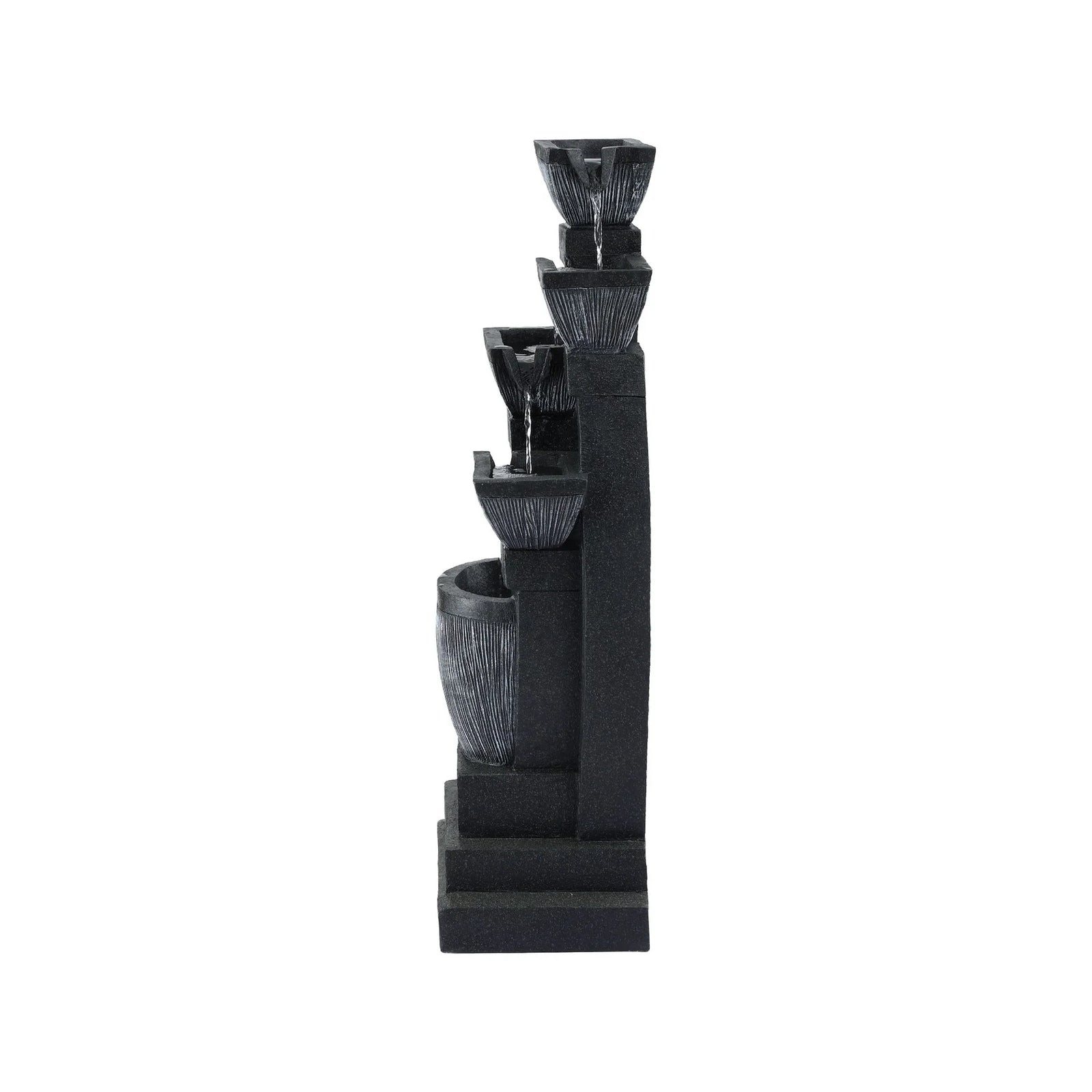 Solar Fountain Water Feature Outdoor Fountain Indoor 5-Tier Bowl Cascading Grey