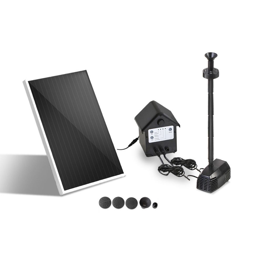 Solar Fountain Pump 250L/H LED Light Battery Rechargeable 5m Cable