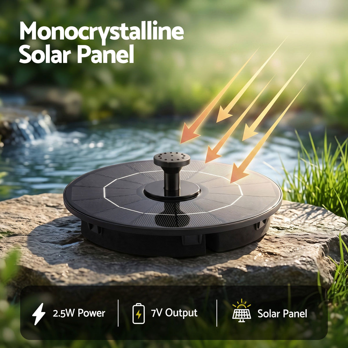 Gardeon Solar Fountain Pump for Bird Bath Water Feature 165L/h 1.35m Black