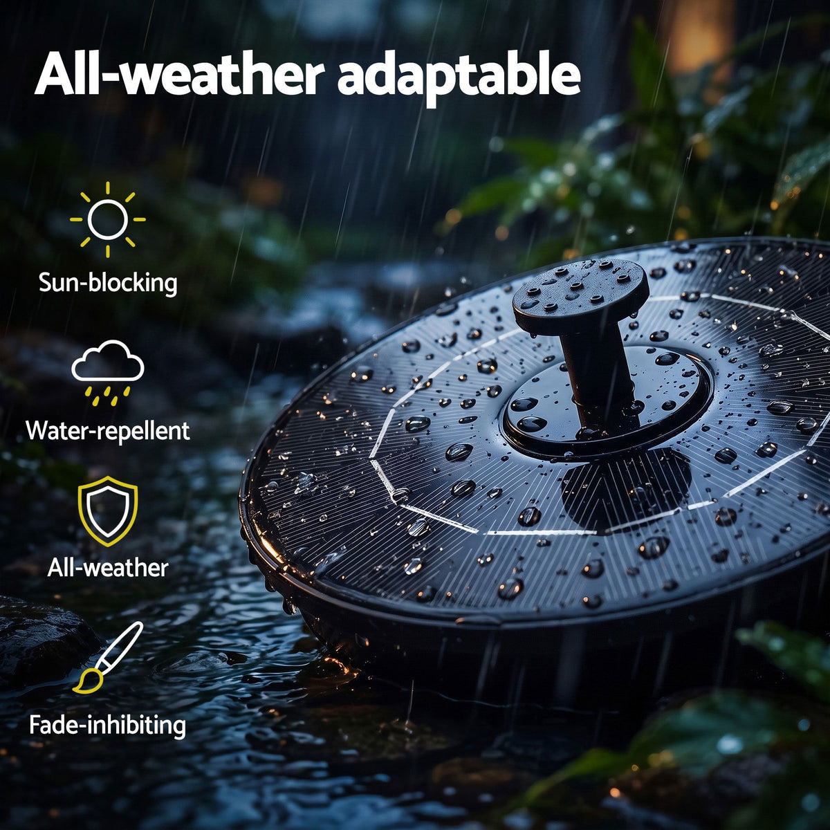 Gardeon Solar Fountain Pump for Bird Bath Water Feature 165L/h 1.35m Black