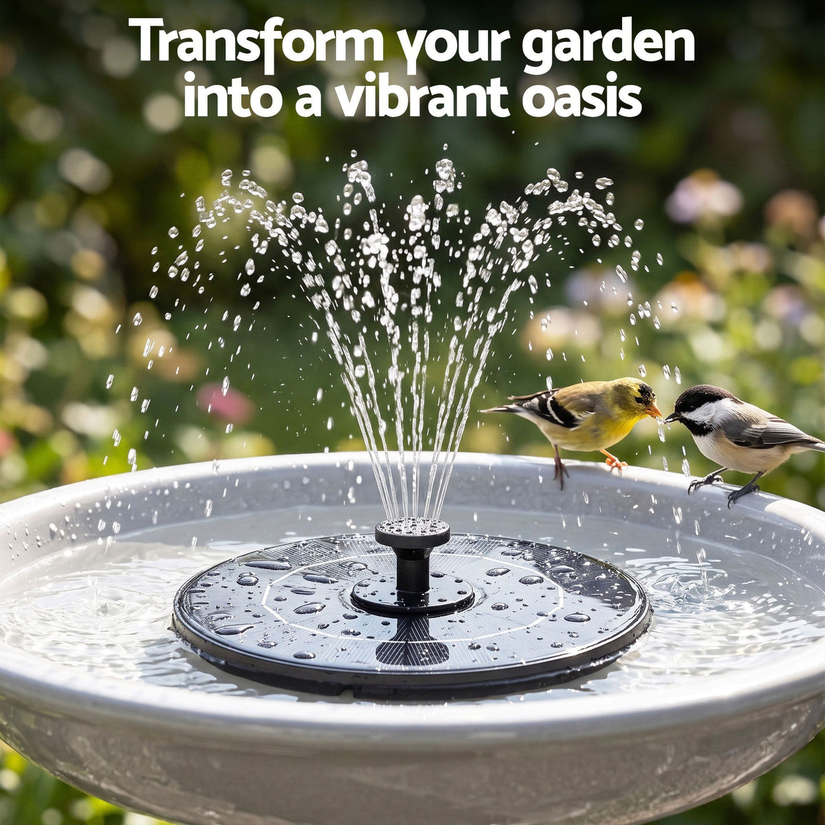 Gardeon Solar Fountain Pump for Bird Bath Water Feature 165L/h 1.35m Black