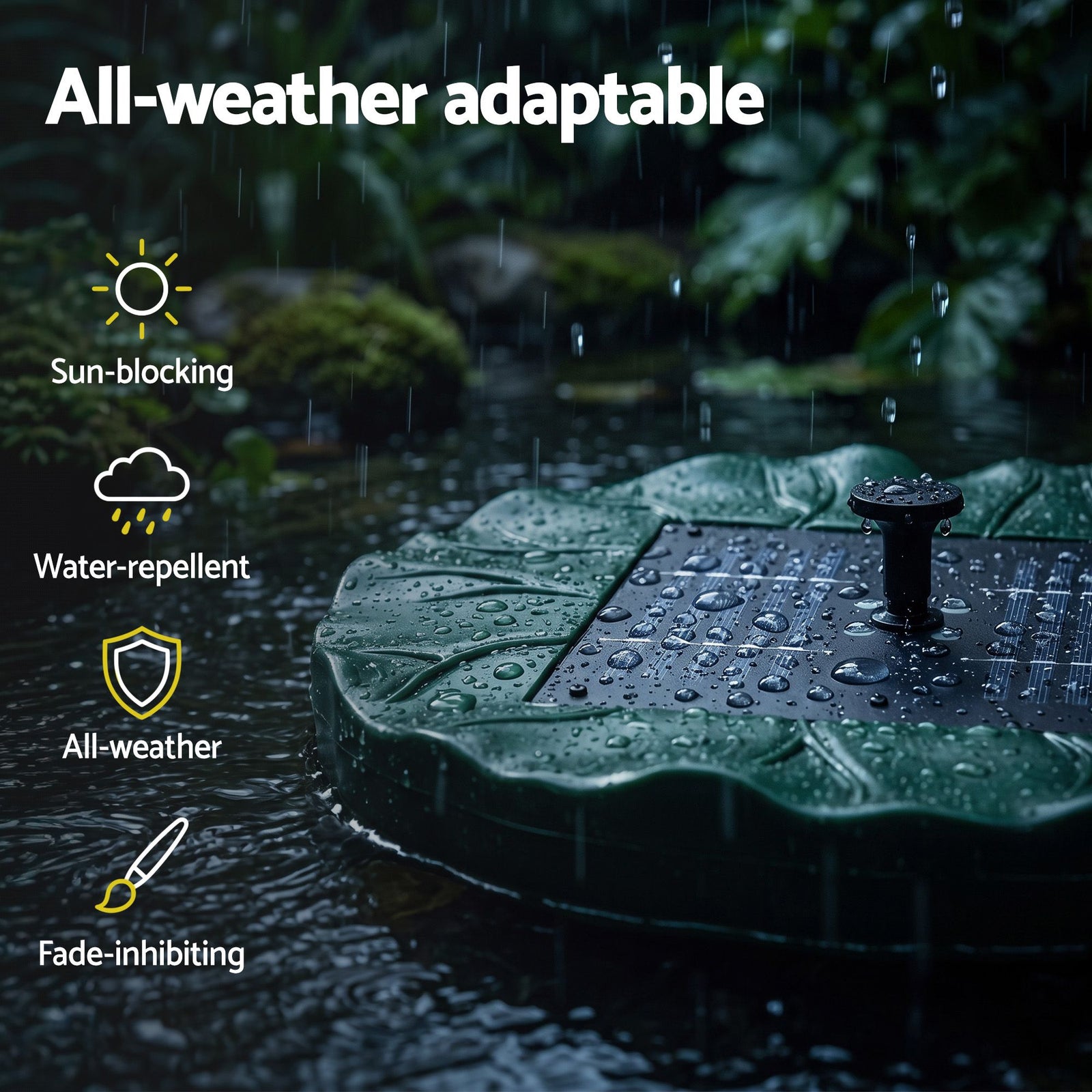 Solar Fountain Pumps Bird Bath Floating Lotus Desig Water Feature 31cm