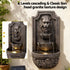 Gardeon Solar Fountain Water Feature Lion Head Wall Fountain 67cm Brown