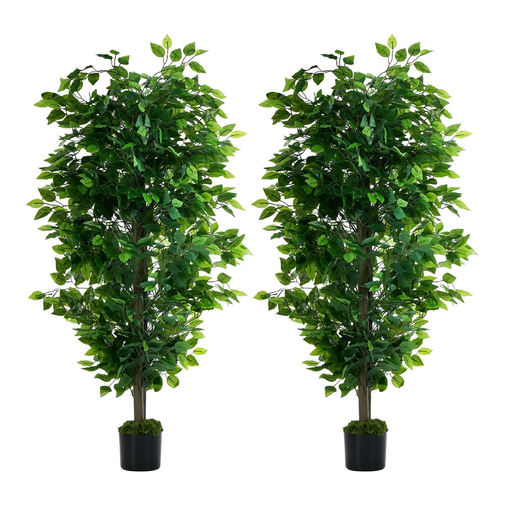 Livsip 2x Ficus Tree 150cm Potted Faux Plants
