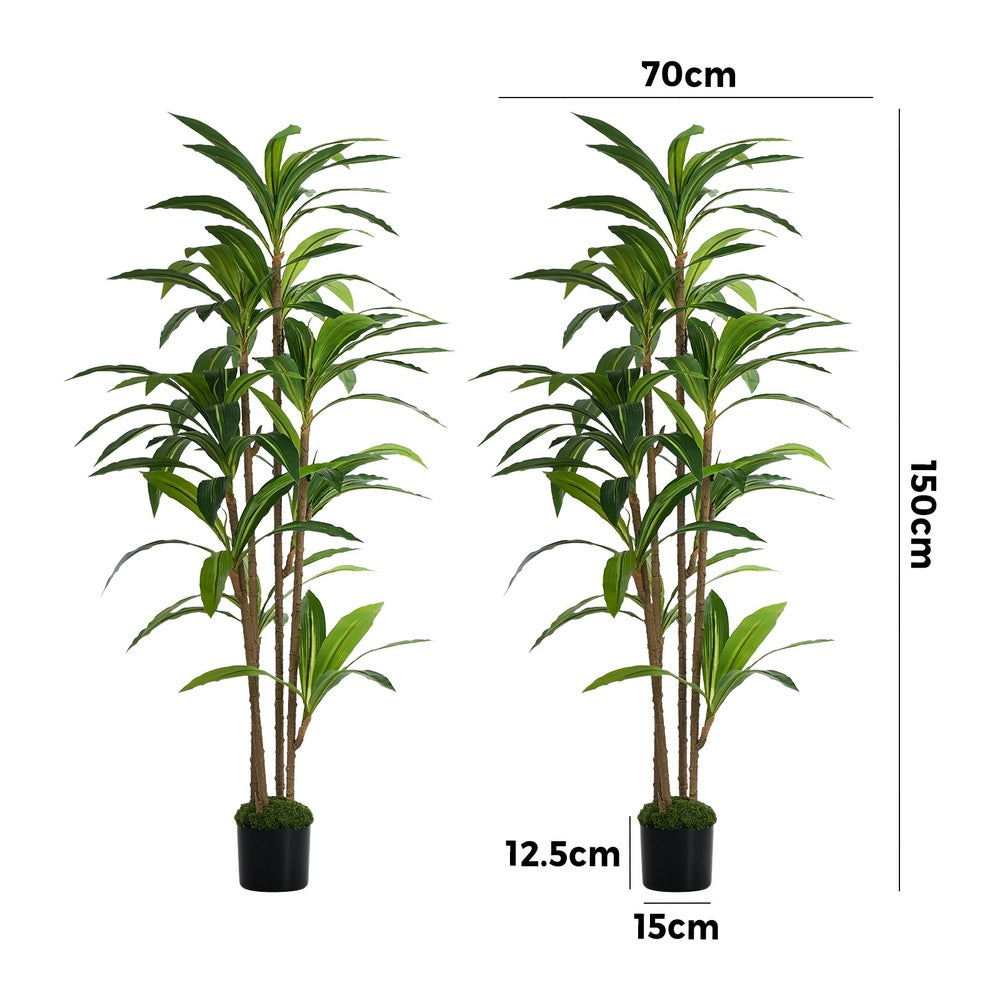 Livsip 2x Dracaena Tree 150cm Potted Faux Plants
