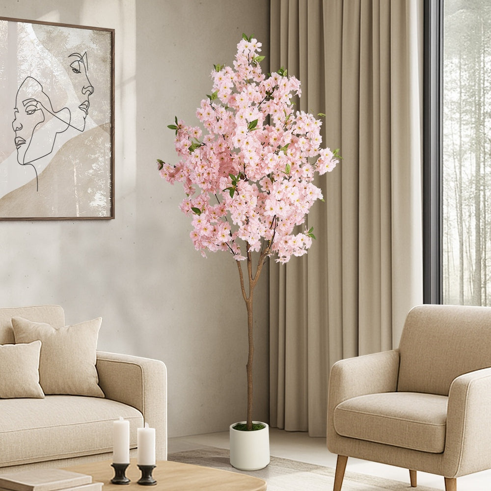 Livsip 2 Pack Artificial Cherry Blossom Tree 180cm Faux Plants