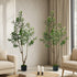 2-Pack Olive Tree 150cm Faux Plant, PE Plastic, Cement Pot Base