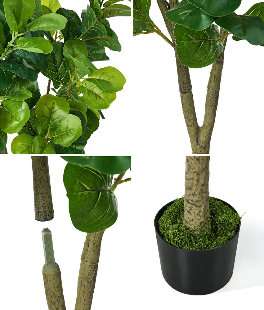 2-Pack Fiddle Leaf Fig Tree Faux Plants, 150cm, Fade-Resistant Set