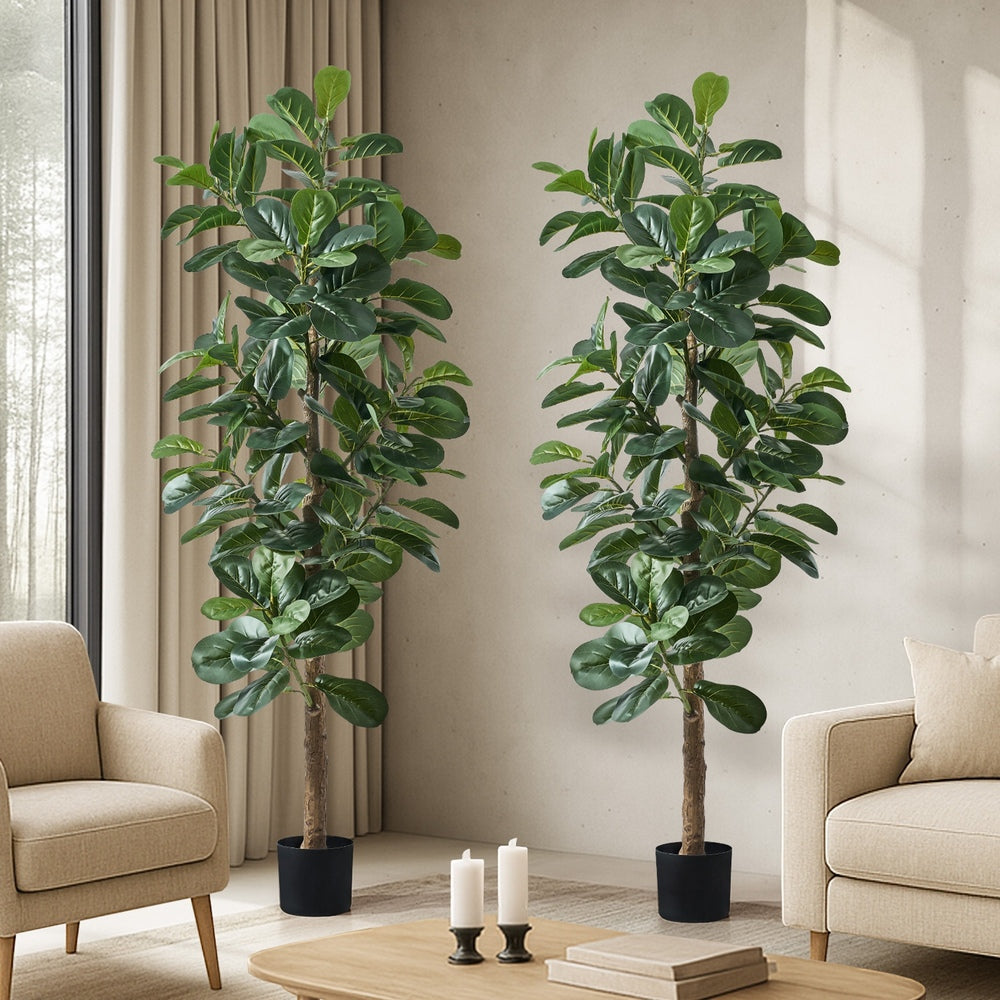 Livsip 2x Artificial Fiddle Leaf Fig Tree Lifelike Faux Plants 180cm