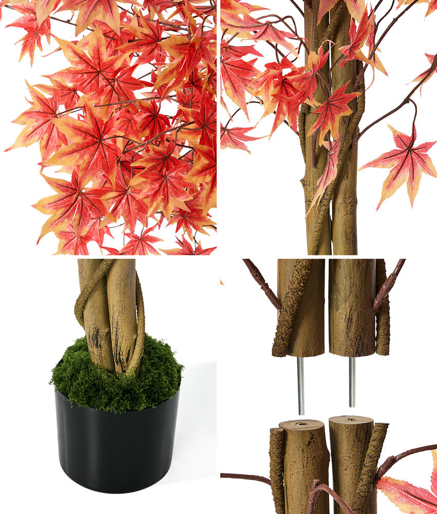 2 Pack Artificial Red Maple Tree 180cm Faux Plant