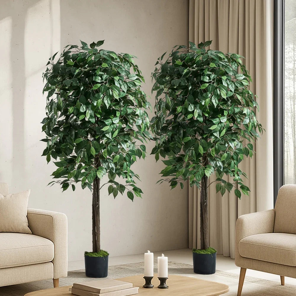2 Pack 150cm Artificial Ficus Tree Faux Potted Plants