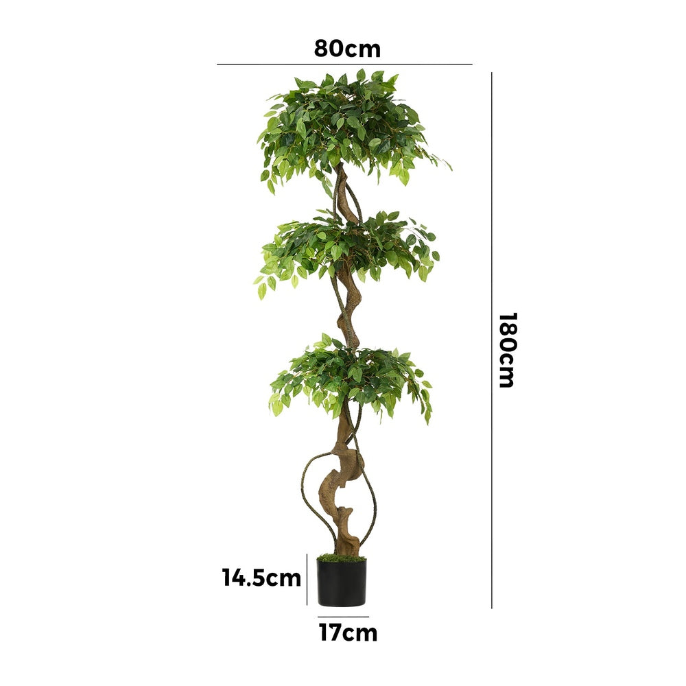 180cm Artificial Ficus Tree Twisted Ficus Faux Potted Plant