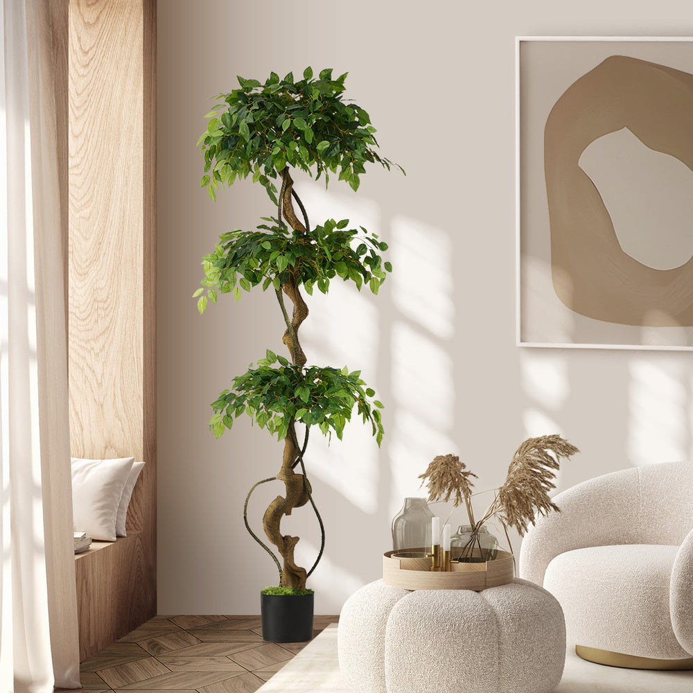 180cm Artificial Ficus Tree Twisted Ficus Faux Potted Plant