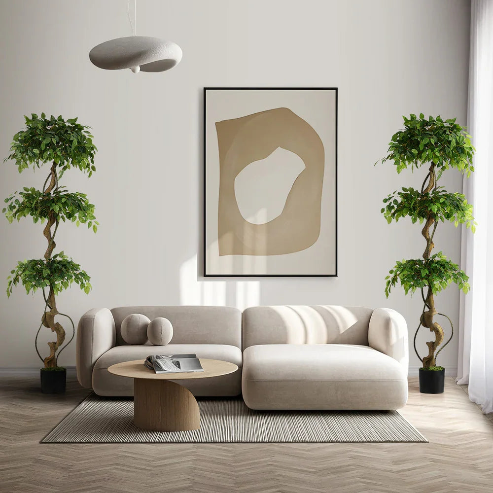 2PC 180cm Artificial Ficus Tree Twisted Ficus Faux Potted Plant