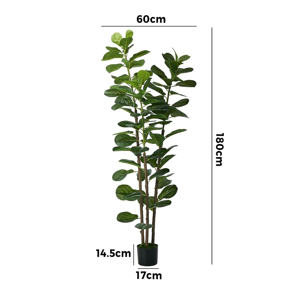 180cm Fiddle Leaf Fig Tree Tall Faux Plant, Fade-Resistant Build