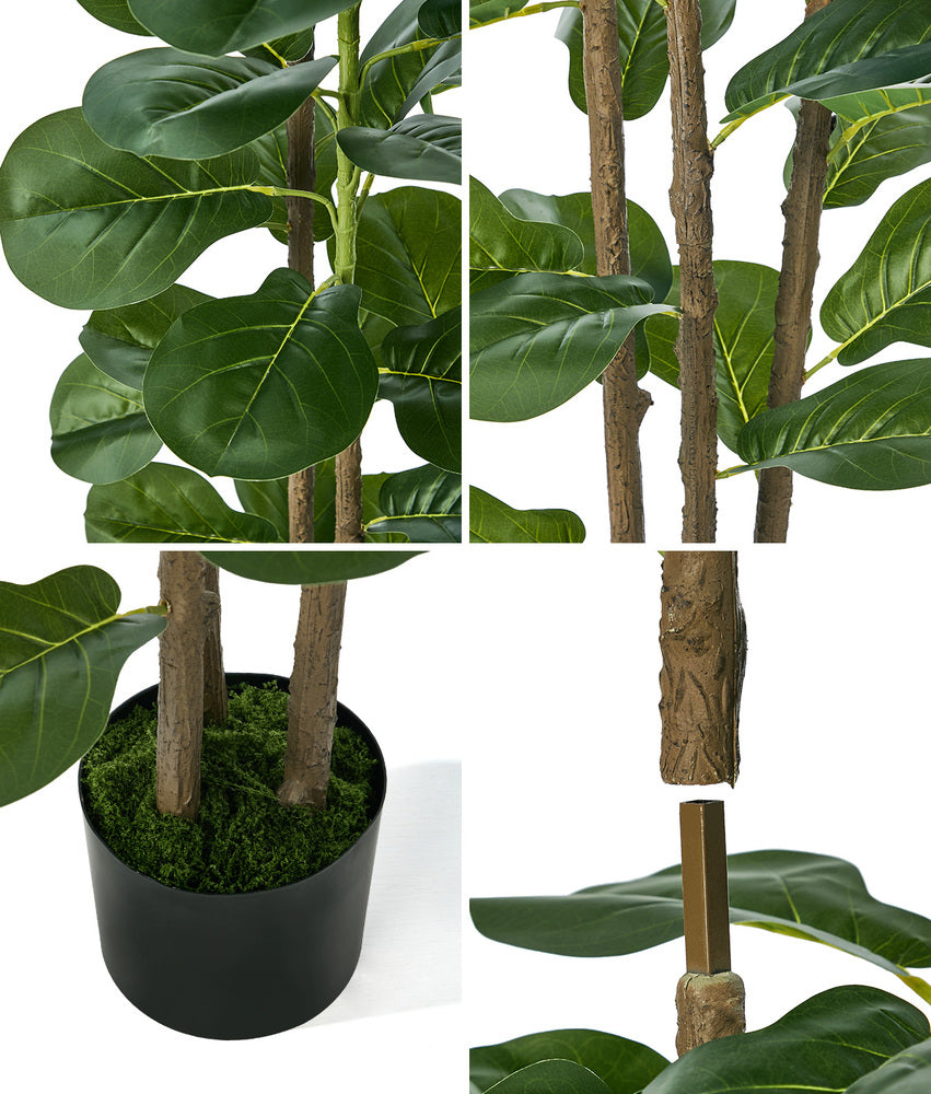 2-Pack Fiddle Leaf Fig Tree Faux Plants, 180cm, Fade-Resistant Set