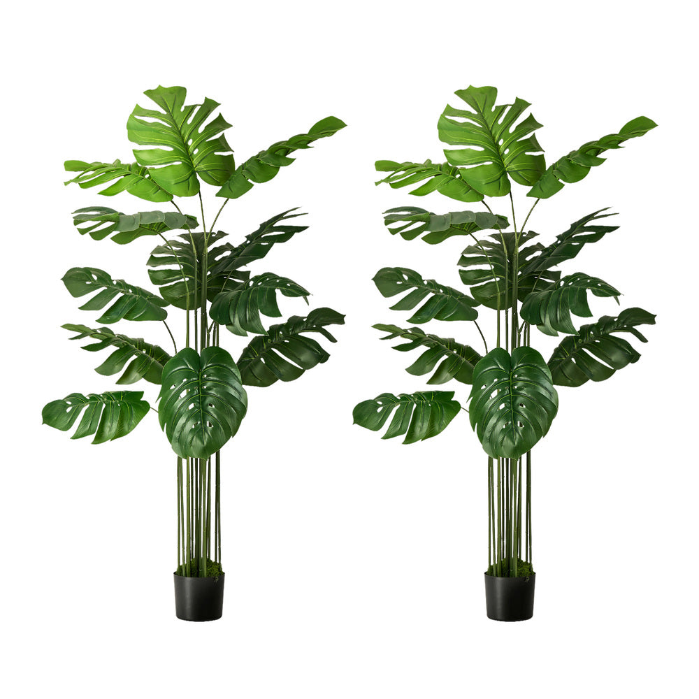 Livsip 2Pack Artificial Tree 150cm Faux Monstera Deliciosa Plant Decor
