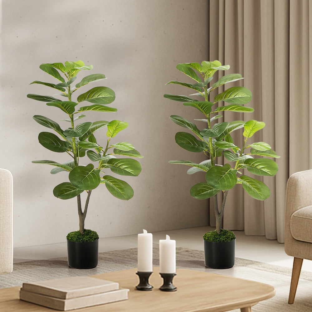 2 Pack 95cm Fiddle Leaf Fig Tree Faux Plant Home Decor