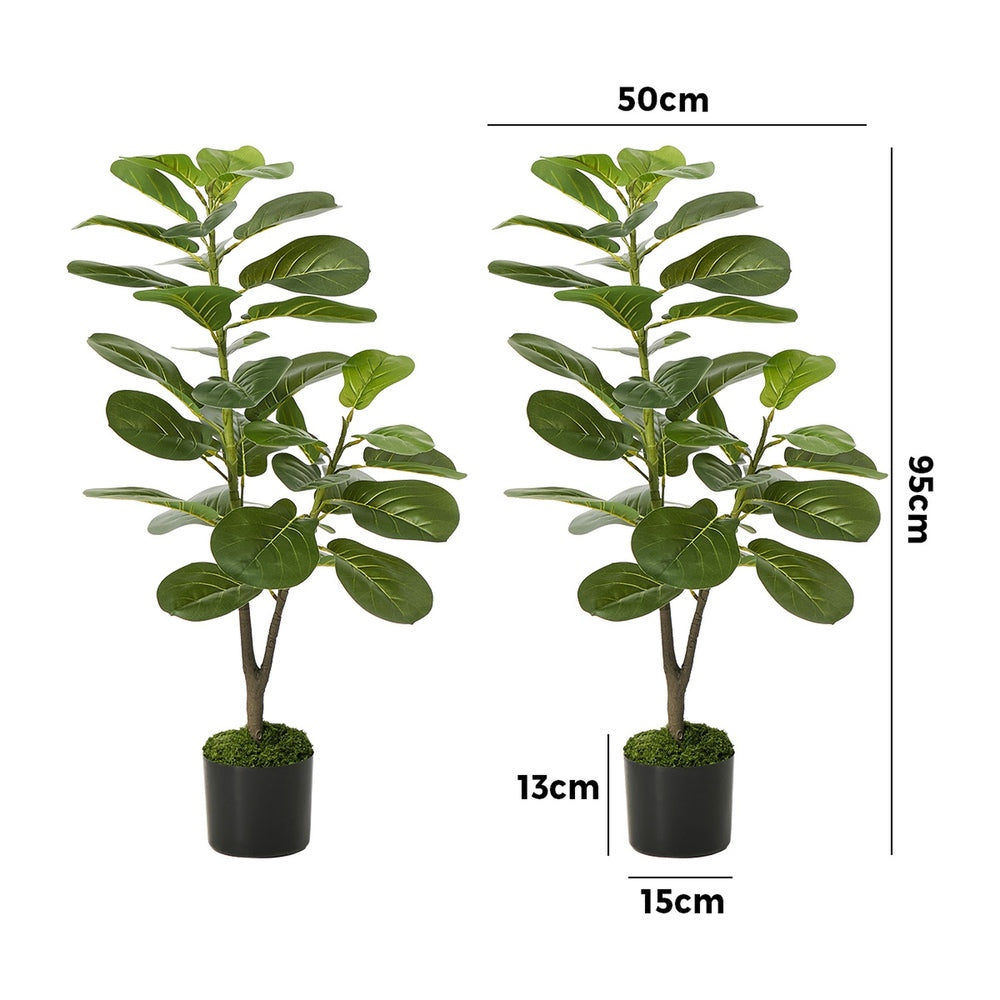 2 Pack 95cm Fiddle Leaf Fig Tree Faux Plant Home Decor