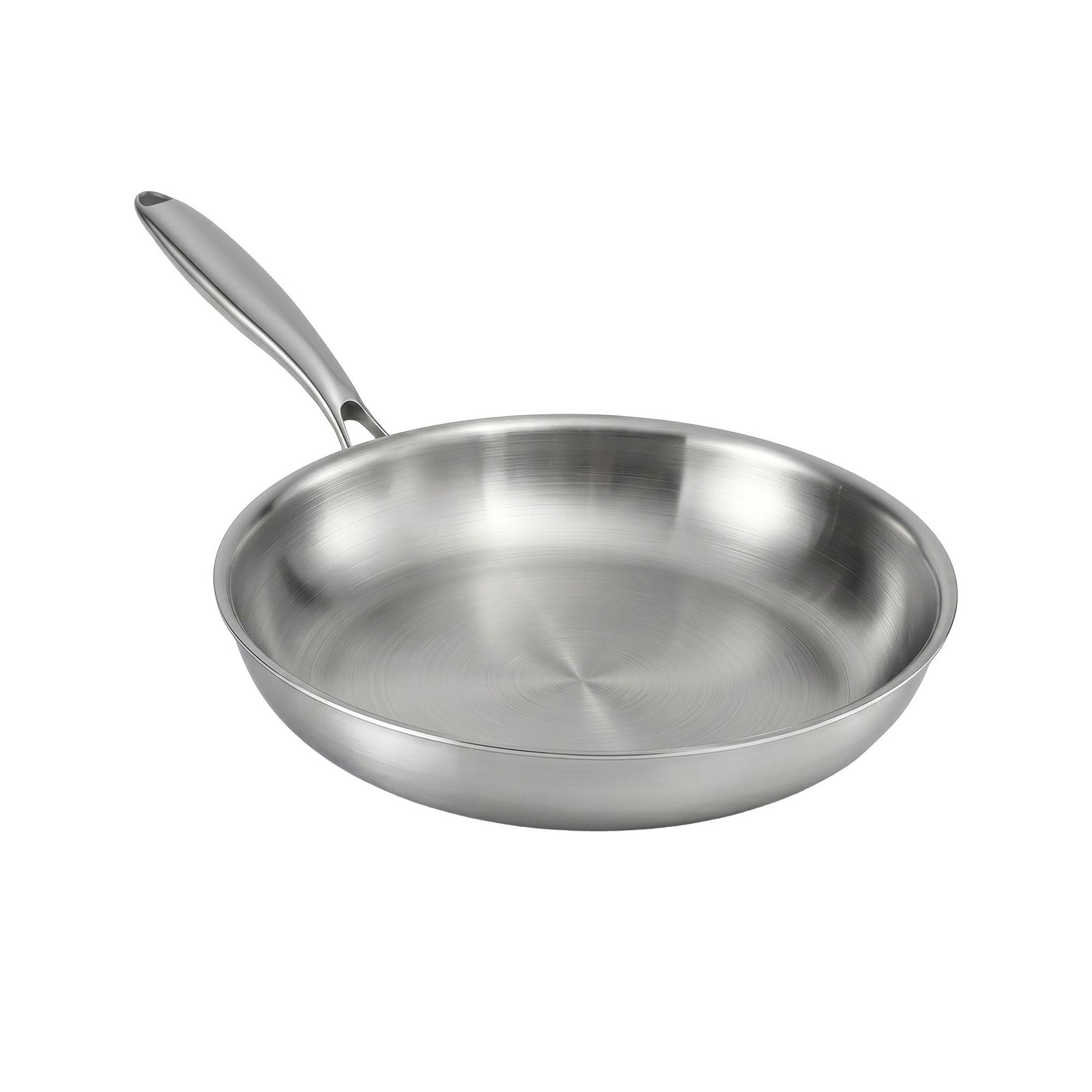 5-Star Chef 30cm Stainless Steel Frying Pan Uncoated Frypan with Tri-Ply Body Silver