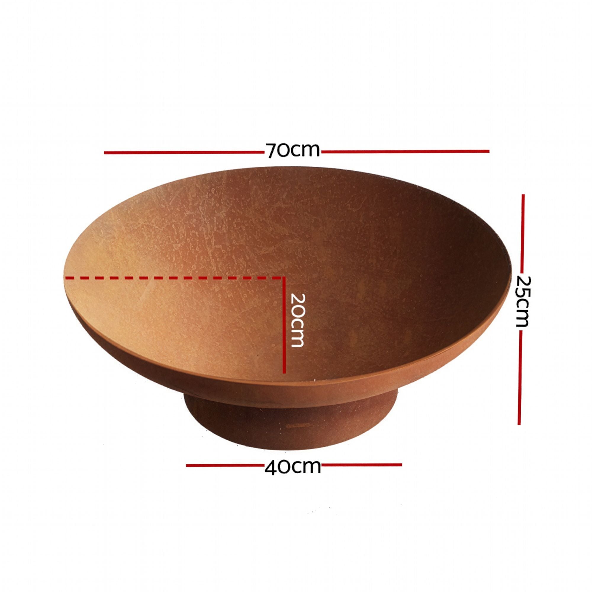 Fire Pit Bowl 70cm Rustic Steel Outdoor Portable Charcoal Wood Burner