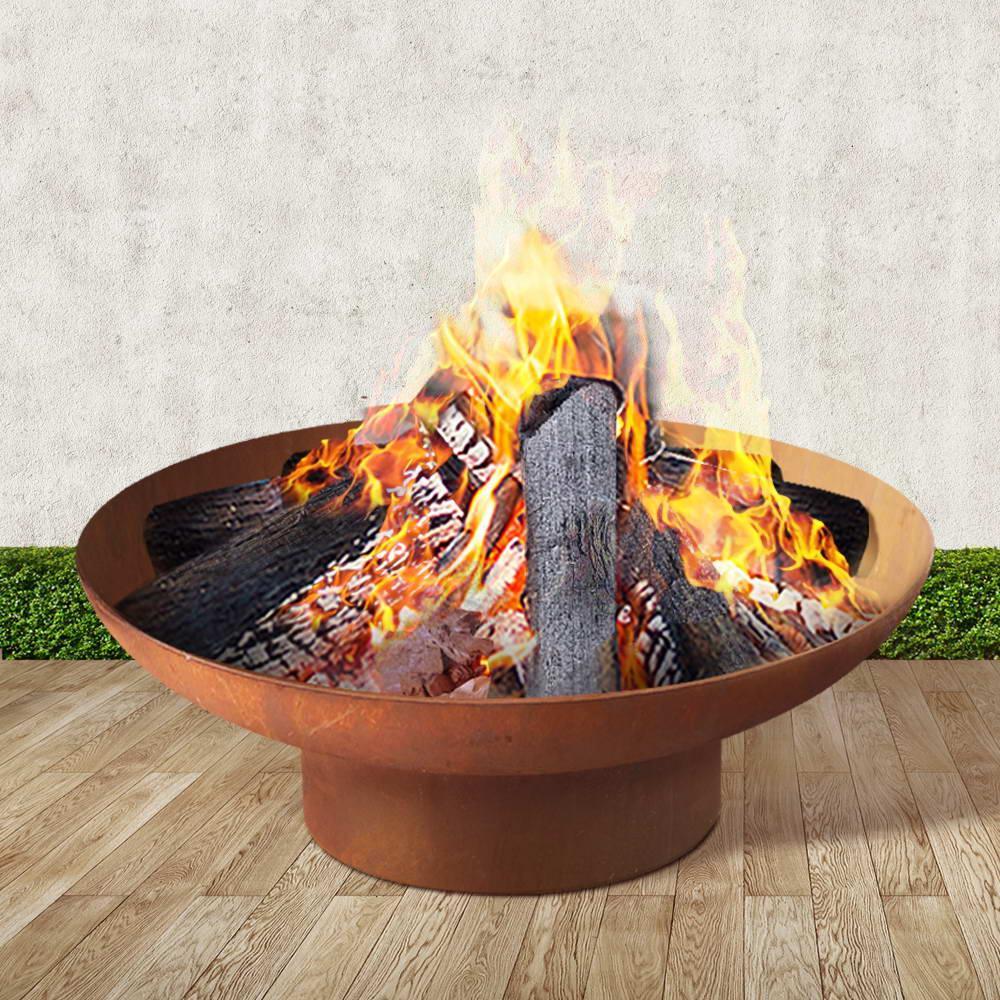 Fire Pit Bowl 70cm Rustic Steel Outdoor Portable Charcoal Wood Burner