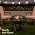 Fire Pit with Mesh Lid and Fire Picker BBQ Grill Wood Burning Outdoor Camping