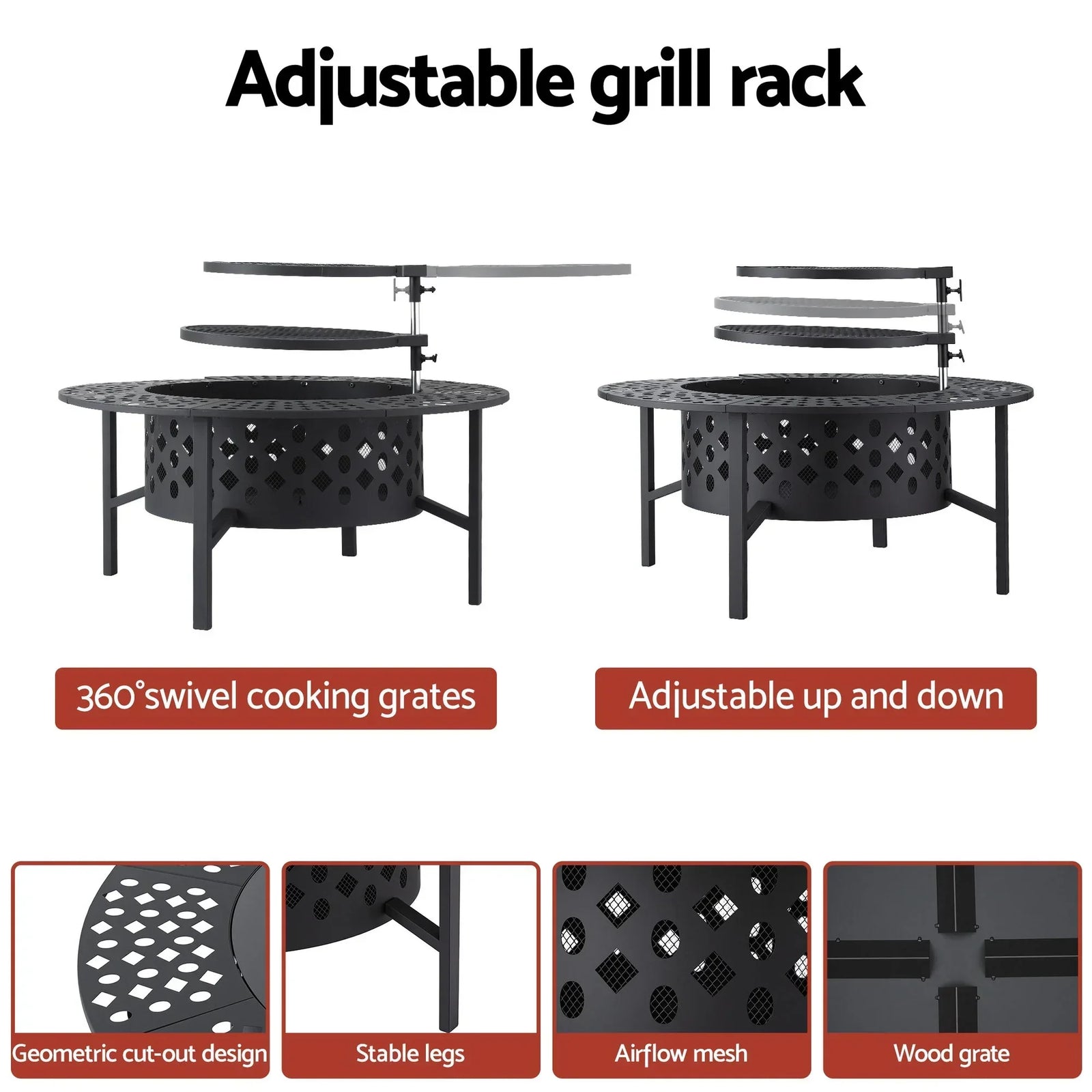 Fire Pit BBQ Charcoal Smoker Portable Mesh Pits Outdoor Camping Fireplace