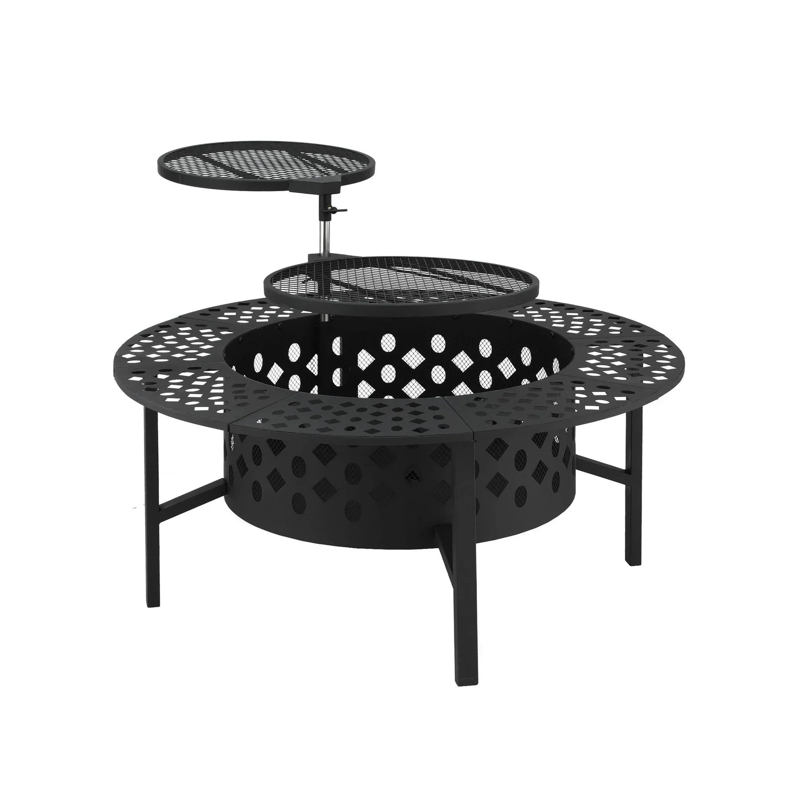 Fire Pit BBQ Charcoal Smoker Portable Mesh Pits Outdoor Camping Fireplace