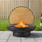 Fire Pit Table with Lid Deep Fire Bowl Wood Burning BBQ Grill for Backyard Camping Patio Picnic
