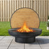 Fire Pit Table with Lid Deep Fire Bowl Wood Burning BBQ Grill for Backyard Camping Patio Picnic